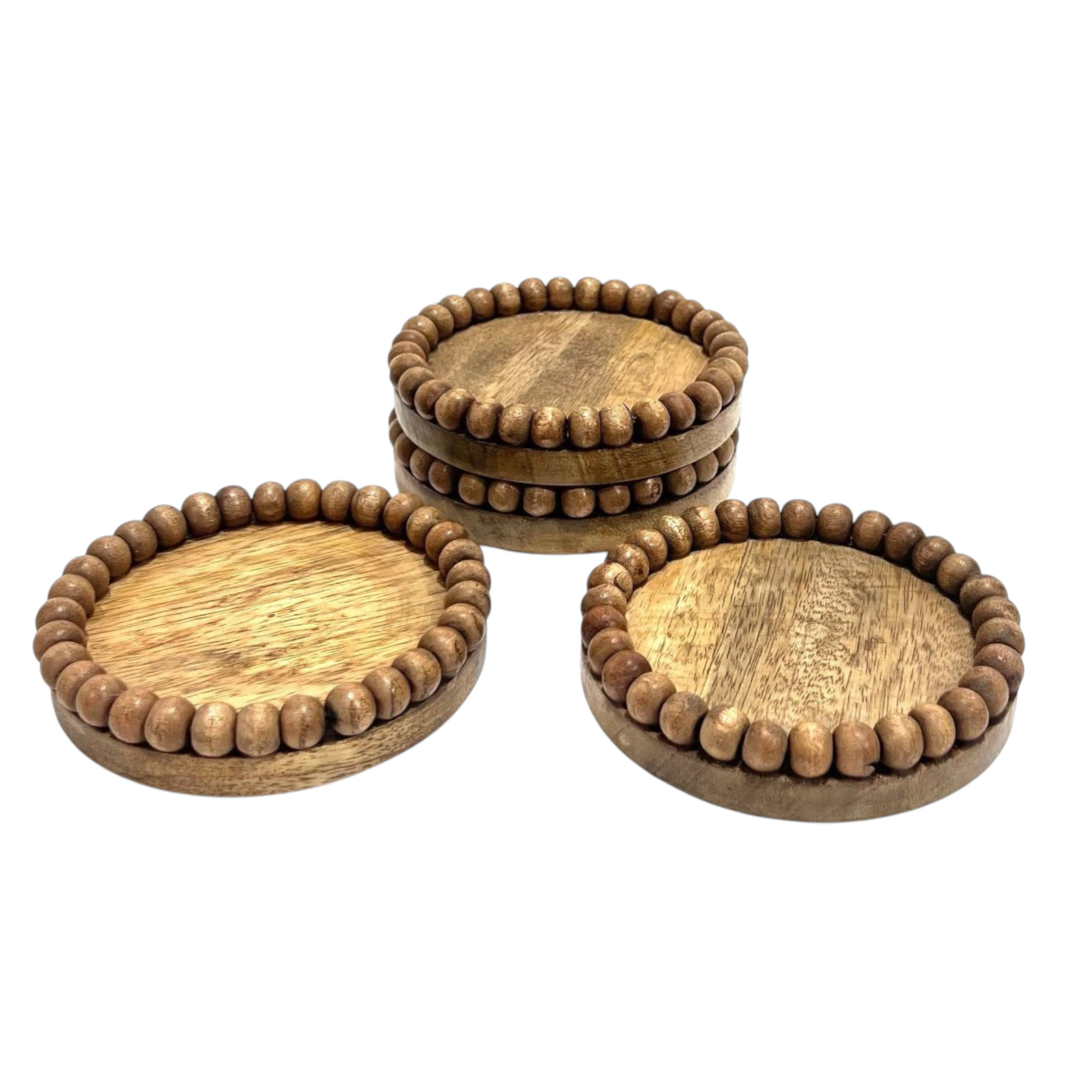 Wooden Bobble Coasters Set/4 Gift
