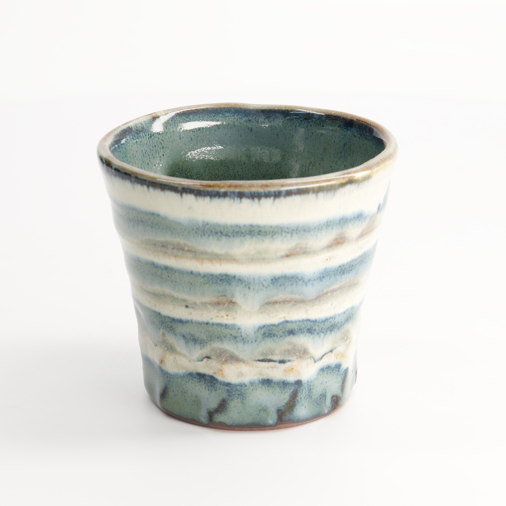 Craft  Tea Cup Green/beige Stripe 9x9cm Ta-33 6/72 Gift