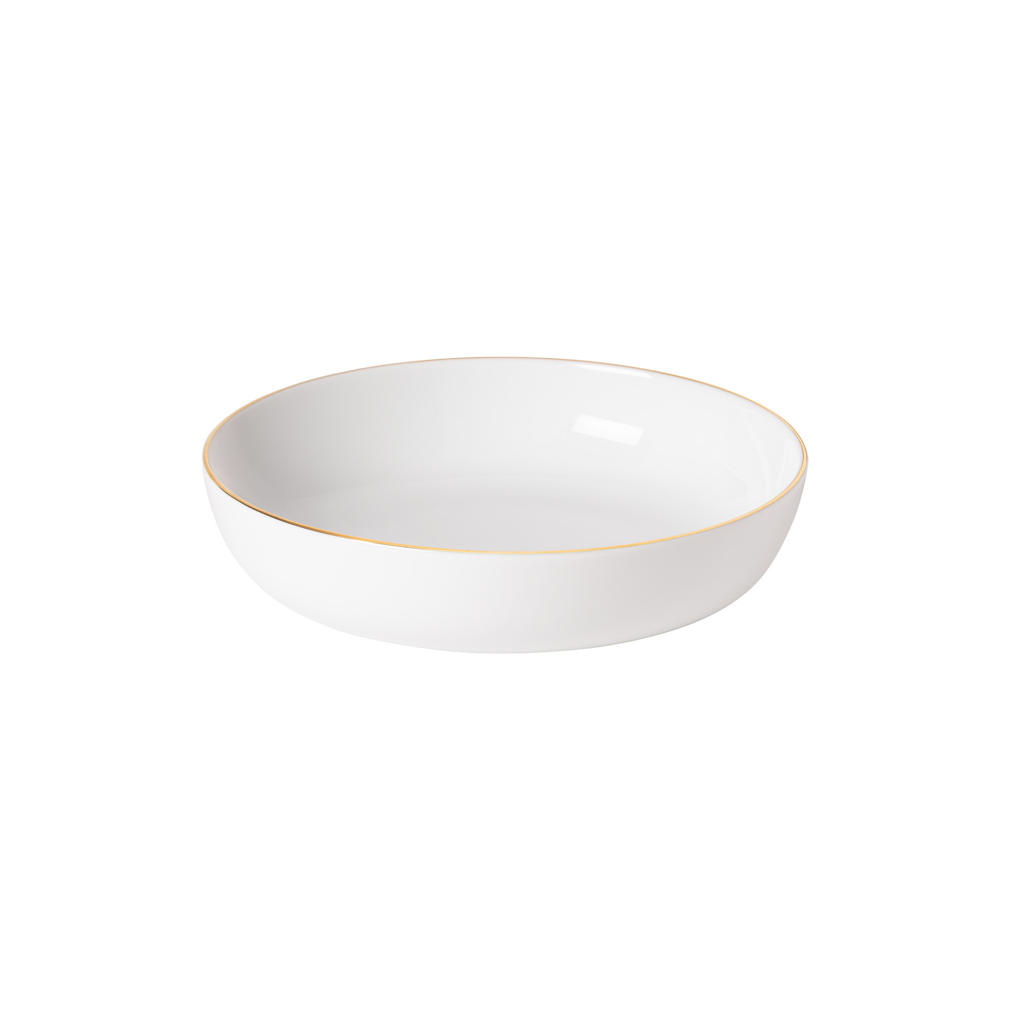Resonance White-gold Porcelain Deep Round Plate Gold Rim 21cm Gift