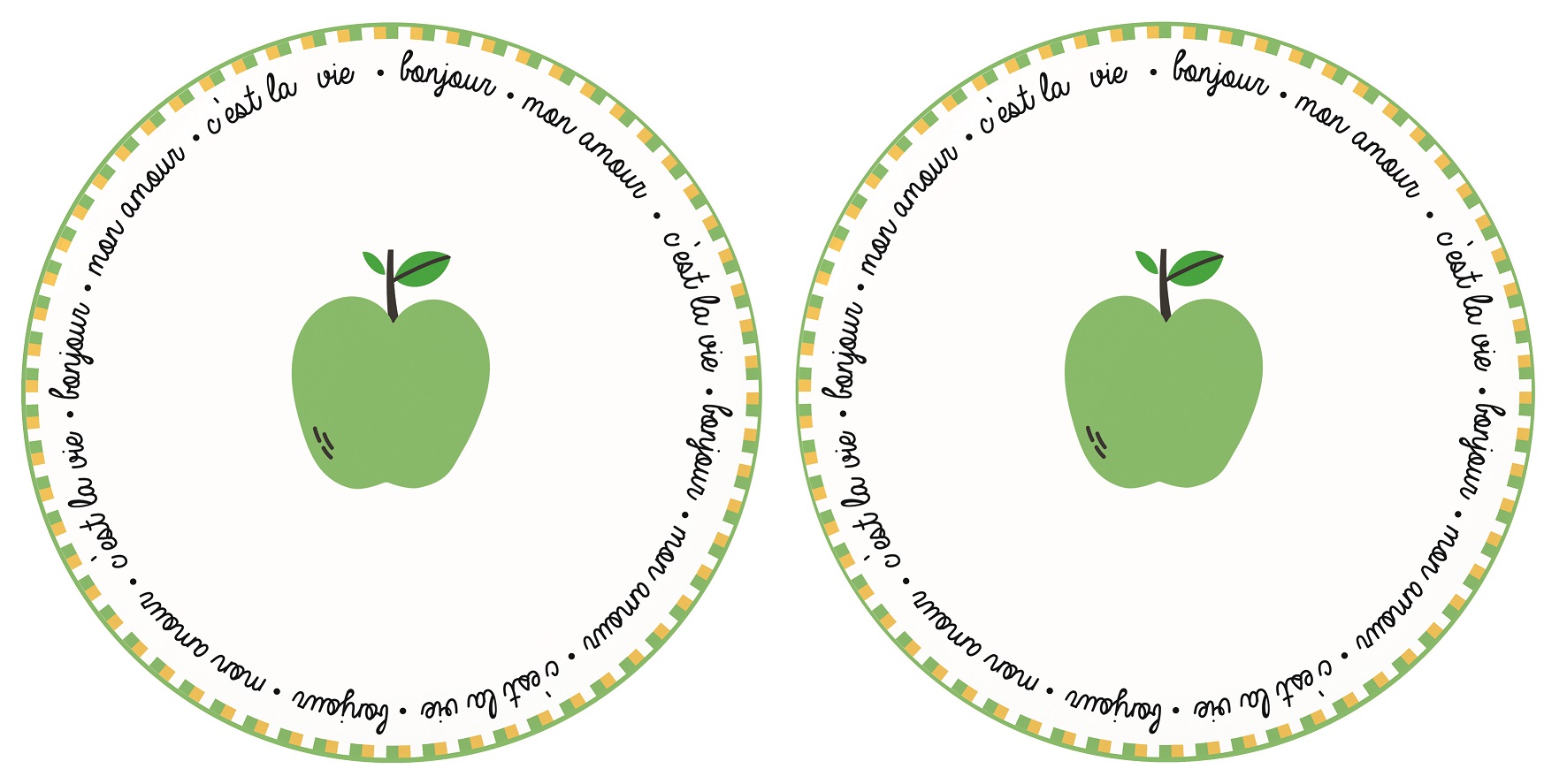 Set 2 Porcelain Side Plates Ã˜ 20 Cm In C.b. Twist & Match Green Gift