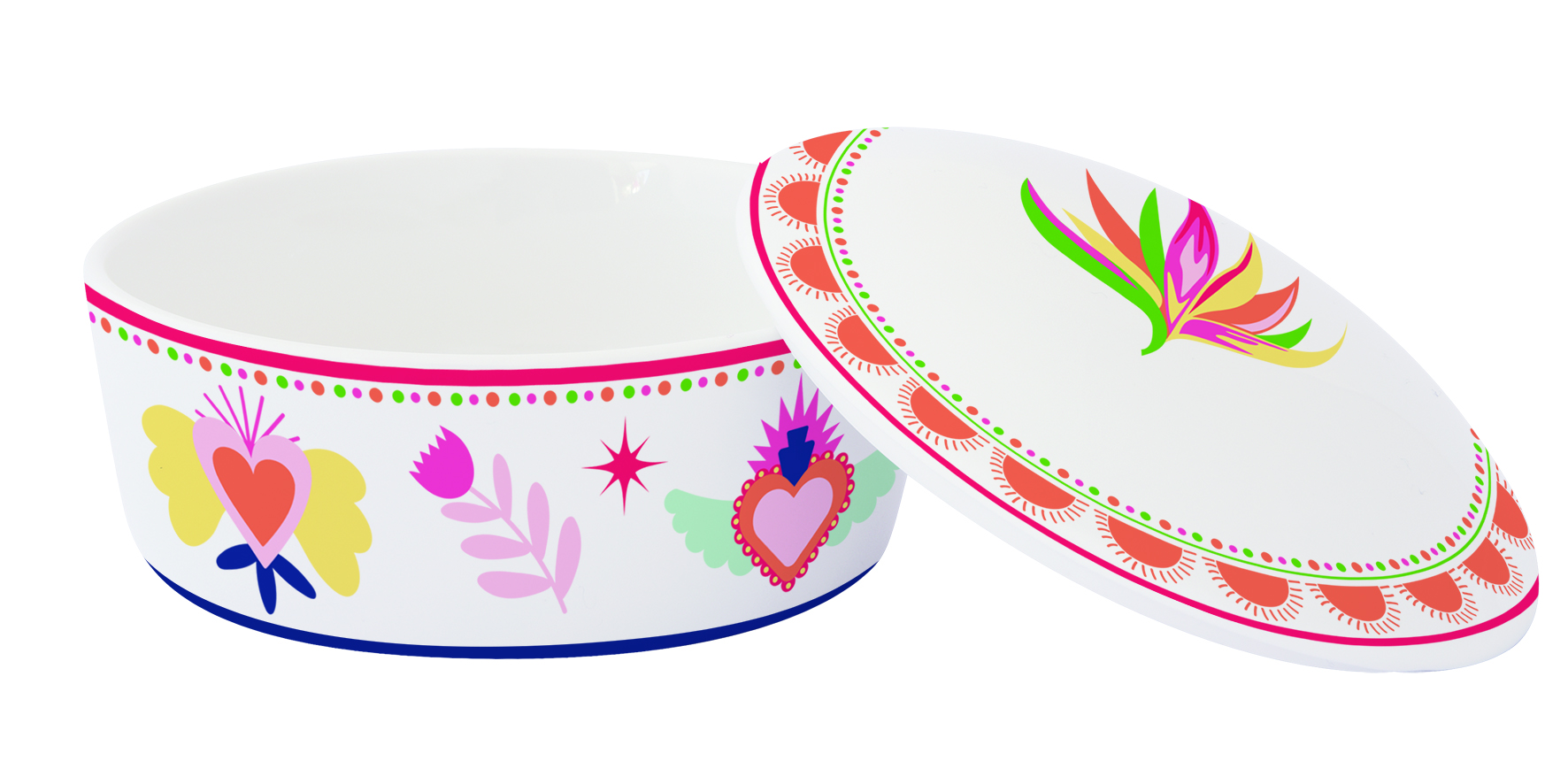Porc.jewelry Round Box Ã˜ 10 Cm W/lid In Color Box Twist & Match Aquamarine-pink Gift