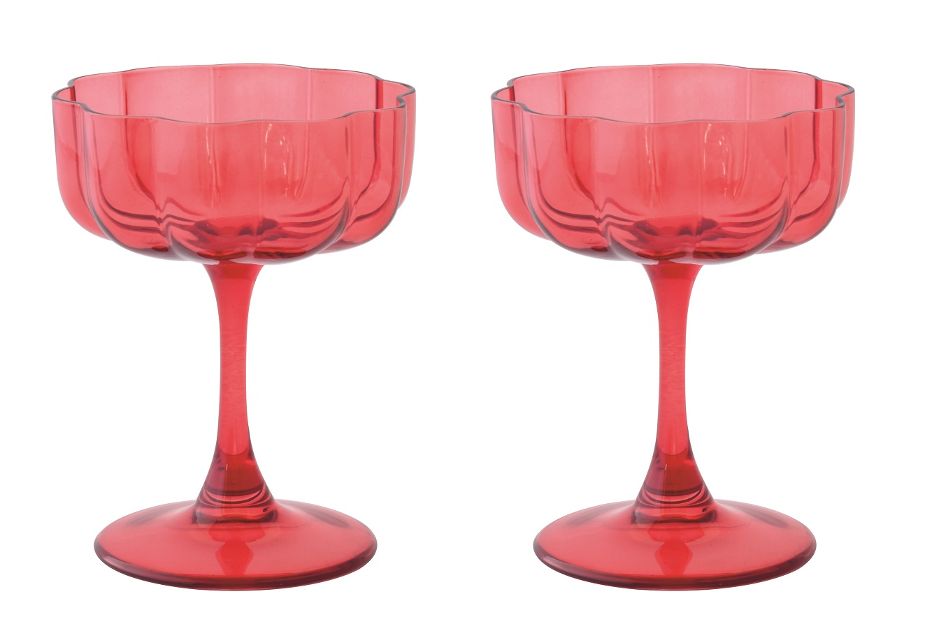 Set Of 2 Cups Glasses 150 Ml In Color Box Twist & Match Red Gift