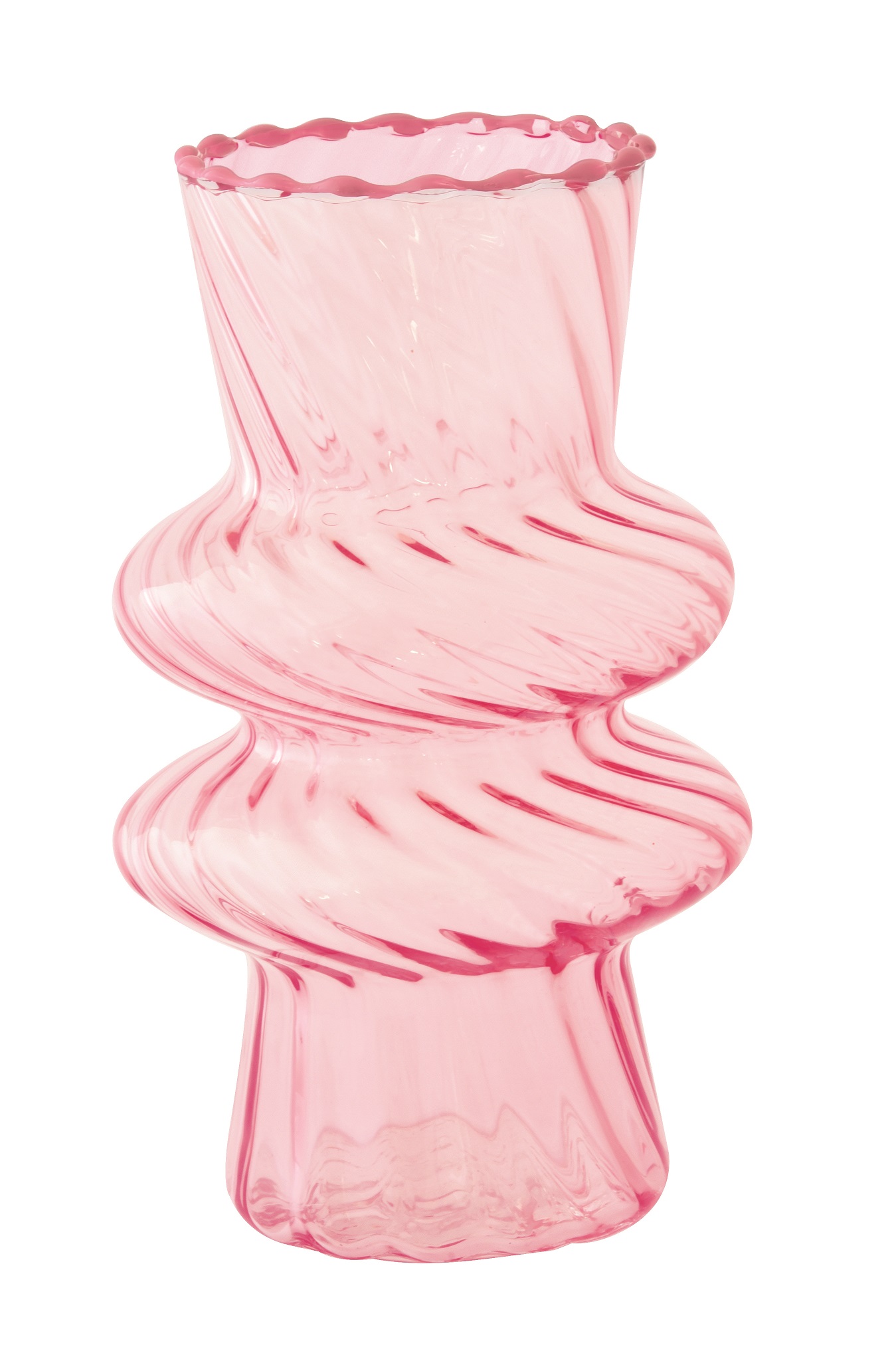 Borosilicate Double-drop Glass Vase H 20 Cm In Color Box Twist & Match Aquamarine-pink Gift