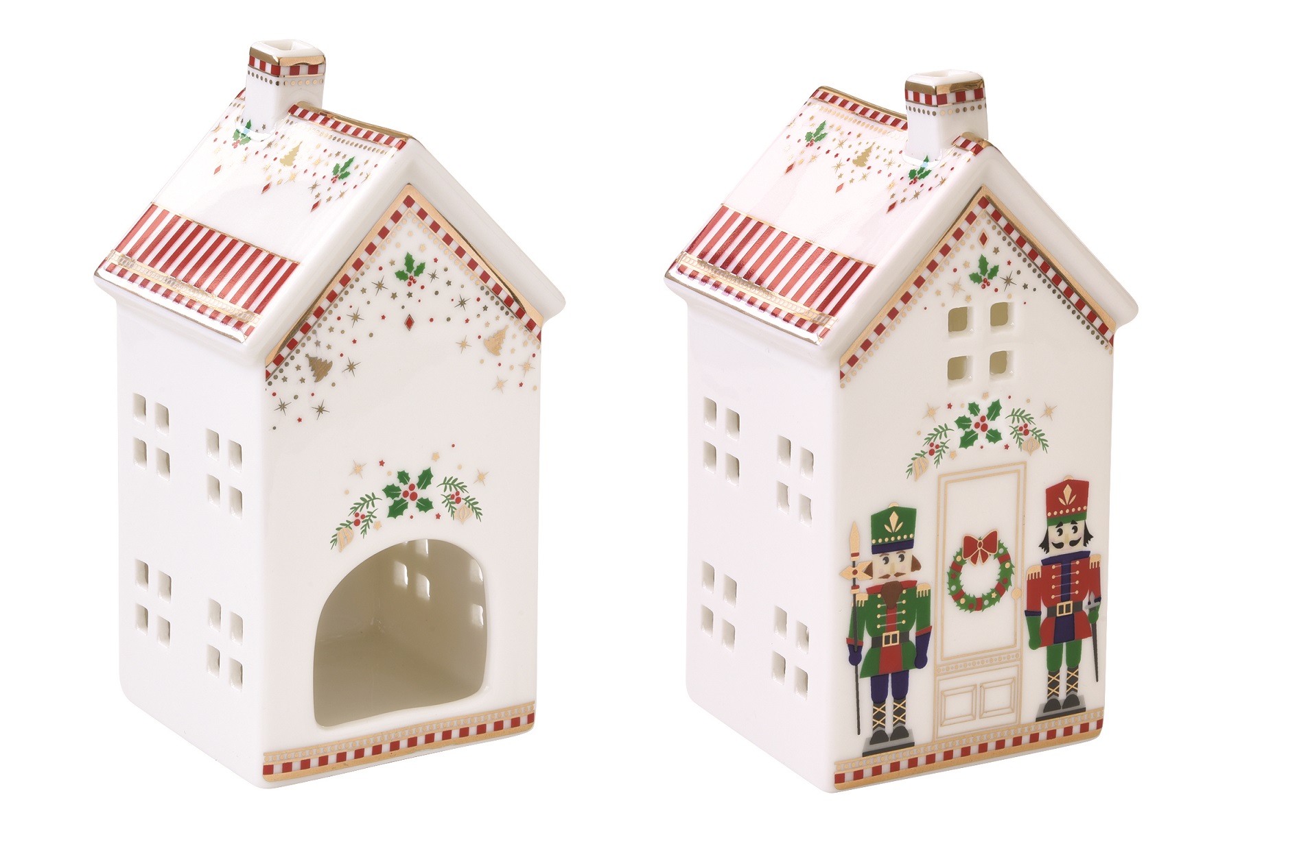 Porcelain Tea Light Holder 6,5x6,5x14,5 Cm In Color Box Nutcracker Gift