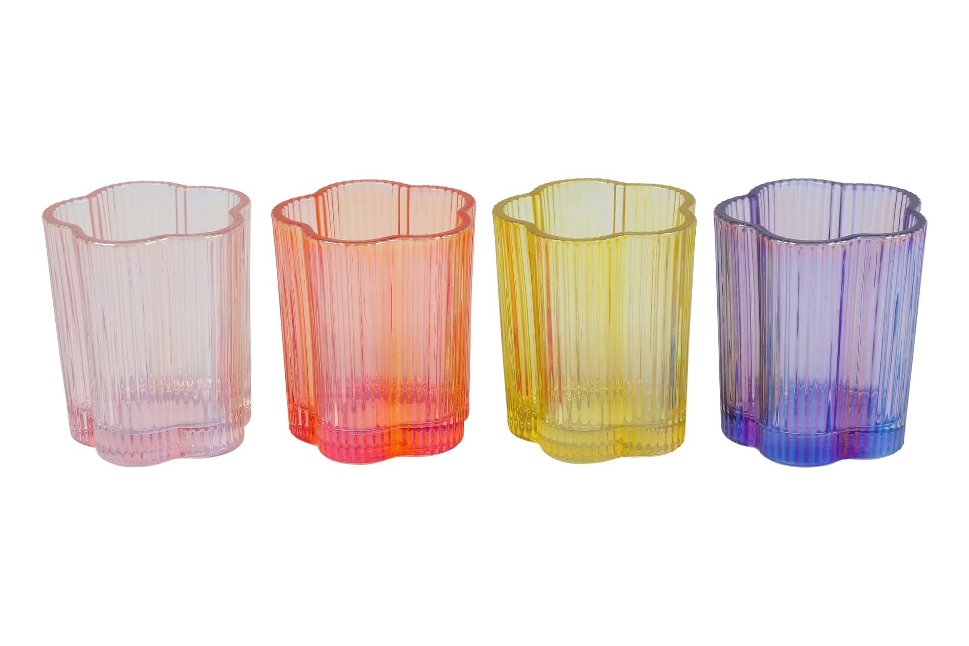 Candle Holder Flower Flower L 4 Assorted Multicolor Gift