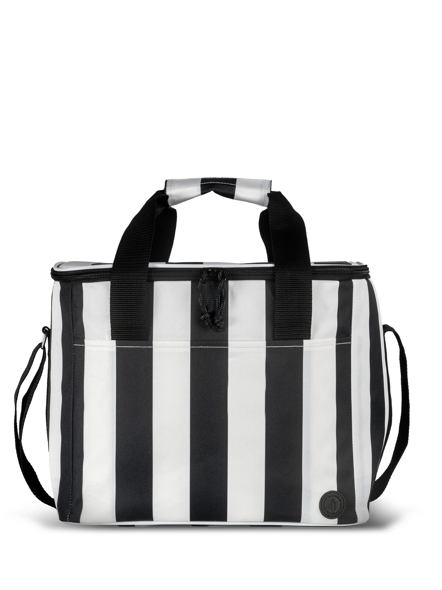 City Stripe Cooler Bag Large Rpet (6) Black/white Gift
