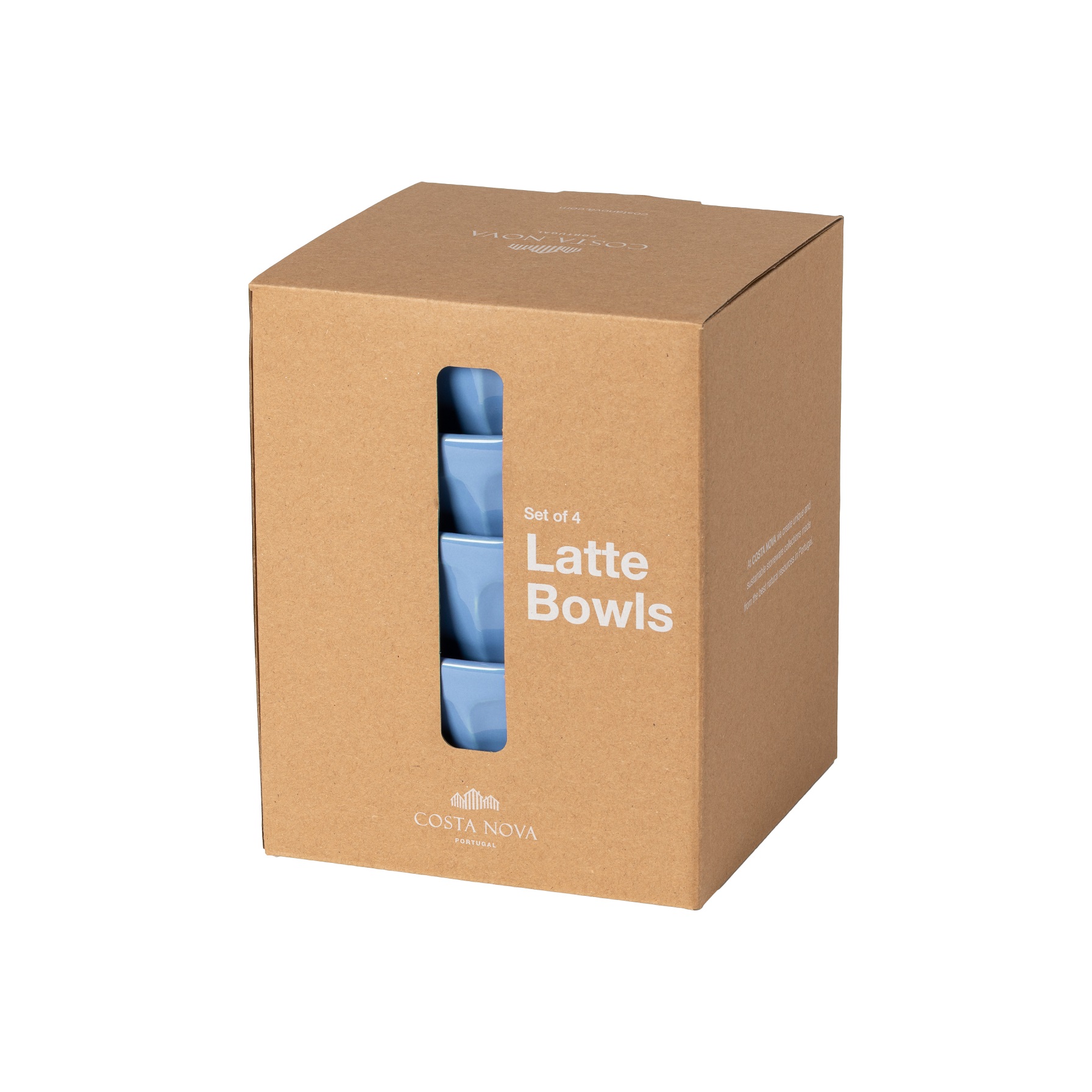 Latte Bowls Cornflower Blue Set 4 Latte Bowls 15cm Gift