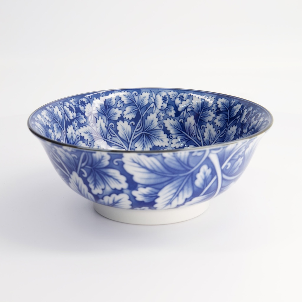 Hana Blue Mixed Bowls Ramen 20.5x8cm 1200ml Dami Botan Fk-8446/a 3/24 Gift