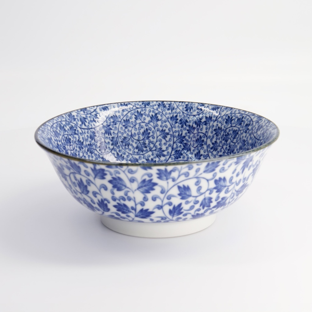 Hana Blue Mixed Bowls Ramen 20.5x8cm 1200ml Karakusa Fk-8446/b 3/24 Gift