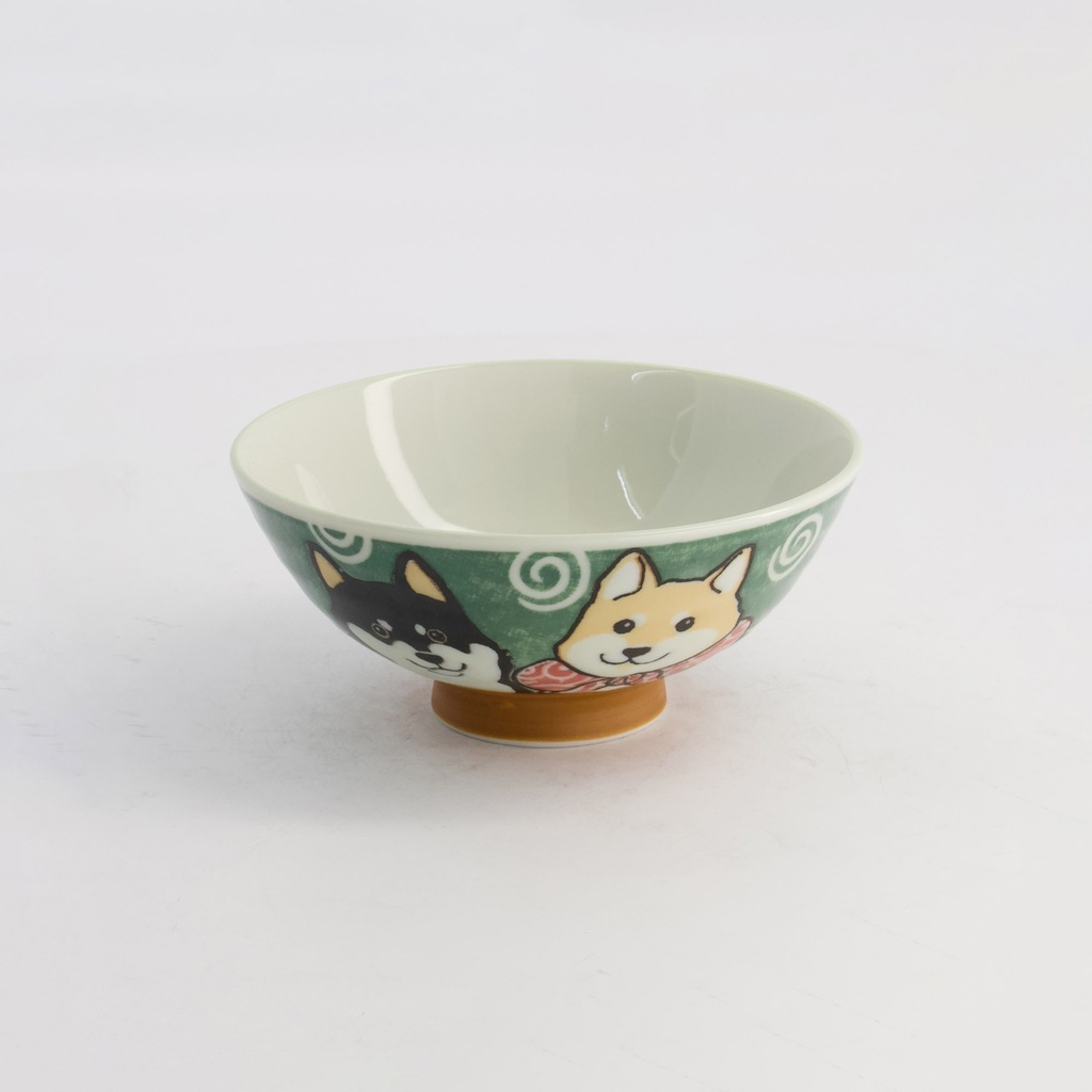Kawaii Rice Bowl Shiba-dog 14x6.5cm 500ml Green 5/90 Gift
