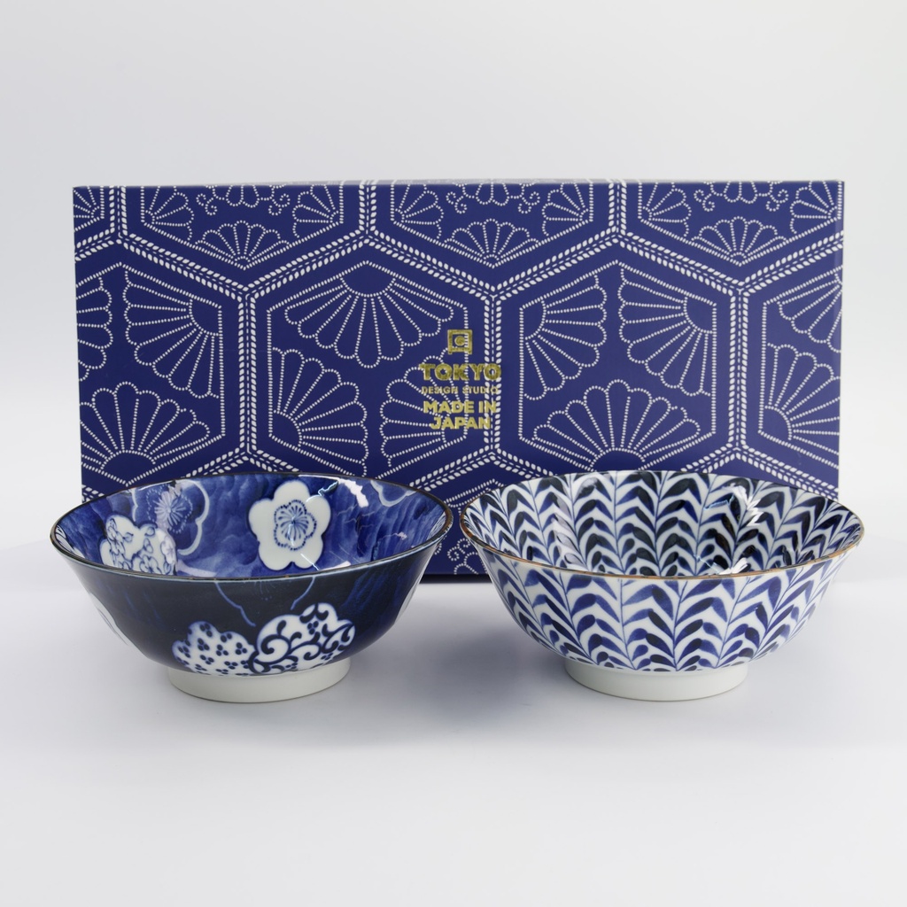 Mixed Ramen Bowls 2pcs Giftset 19x8cm 1000ml Blue/white 33789 1/14 Gift