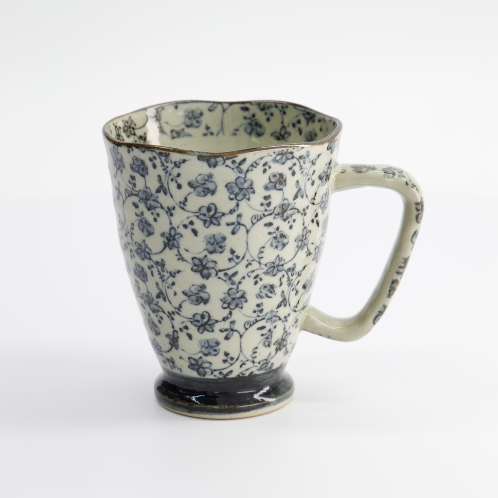 Mug 9x11cm 400ml Blue/taupe Flower Mt-3005/a 6/60 Gift