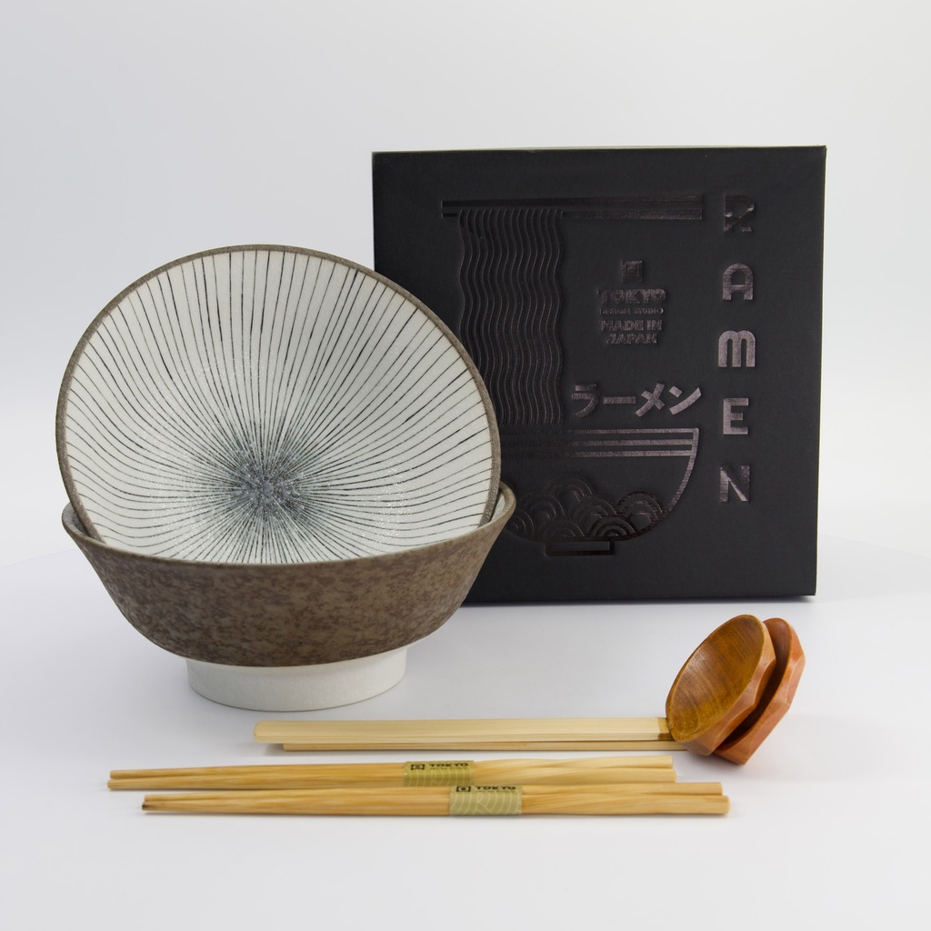 Satomaki Tokusa 6pcs Ramen Giftset 21.5x9cm 1300ml Brown 33897 1/8 Gift