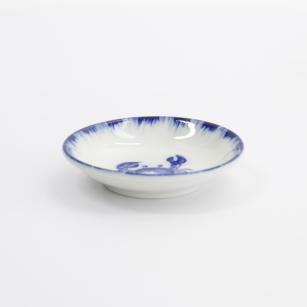 Sauce Dish Crab 9x2cm Blue/white 33558 12/192 Gift