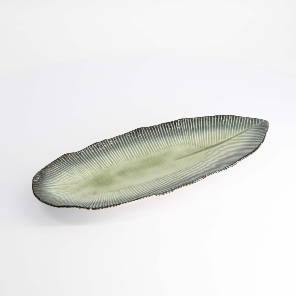 Yamasaku Organic Glassy Green Oblong Plate 33x13.5x2.5cm 33435 6/36 Gift