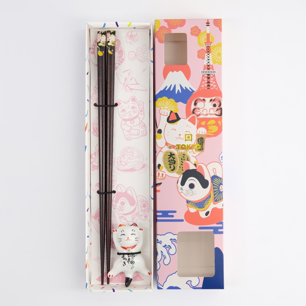 Chopstick Giftset Chopstick And Rest Lucky Cat A 18874 10/200 Gift