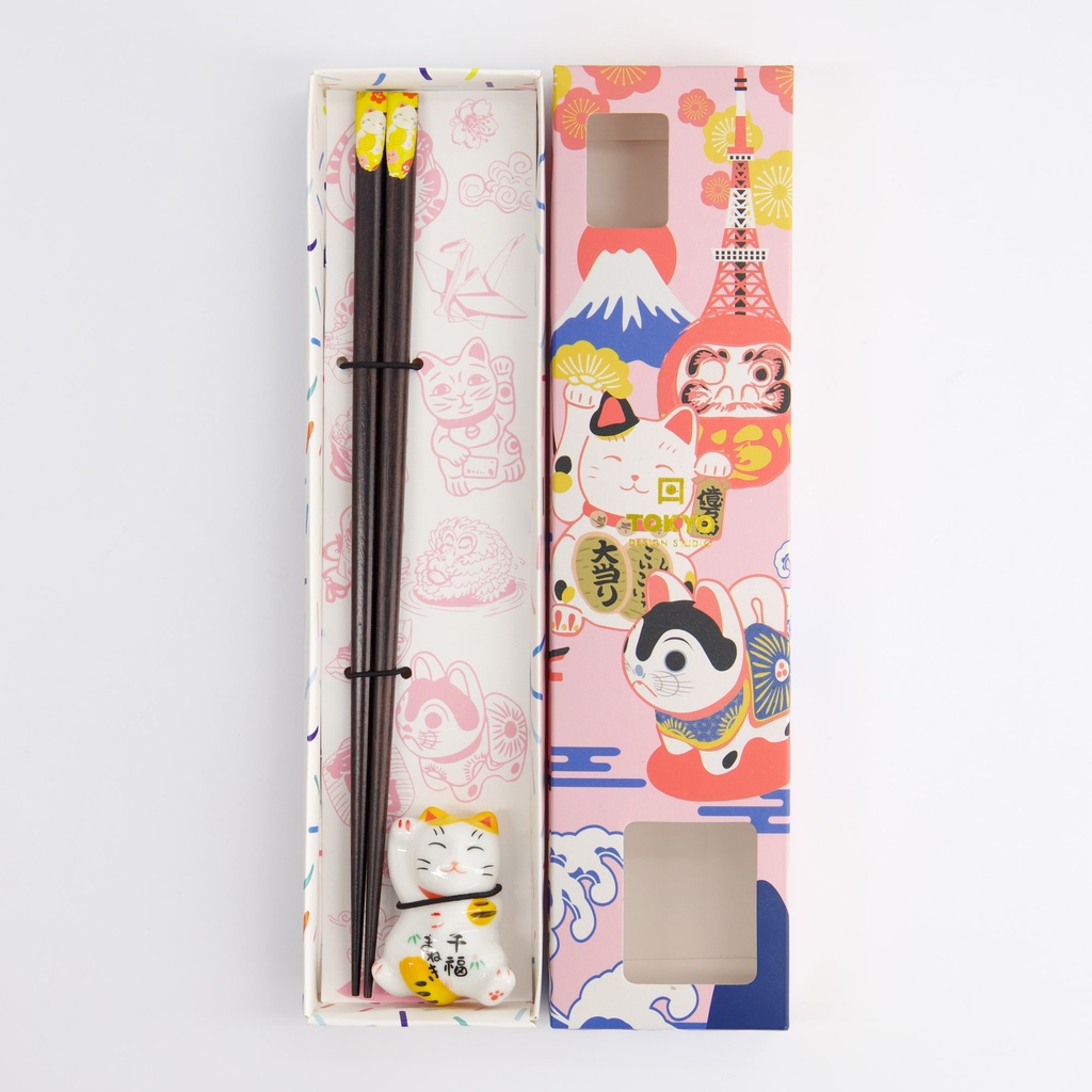 Chopstick Giftset Chopstick And Rest Lucky Cat C 18876 10/200 Gift