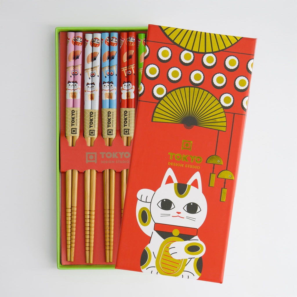 Chopstick Giftset/5 Lucky Cat A27-c46 1/100 Gift
