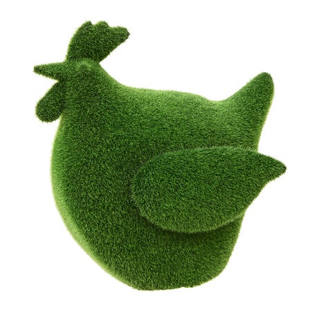 Outdoor Hen Decoration Grass Height 25.4 Cm Green Metal Gift