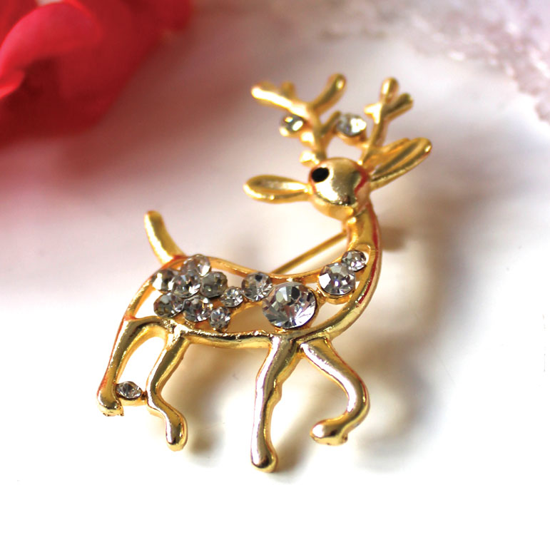 Vintage Deer Brooch Gold Gift