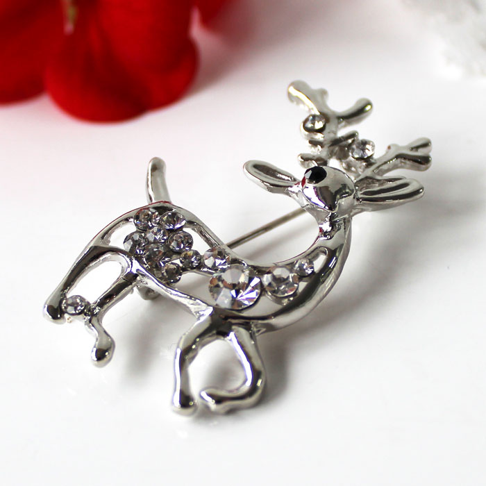 Vintage Deer Brooch Silver Gift