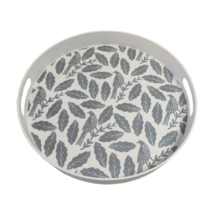 Songbird Grey Tray Round Bamboo Fibre Gift