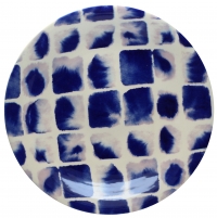 Janice Tchalenko Blue Squares Low Bowl 34cm Pk 2 Gift