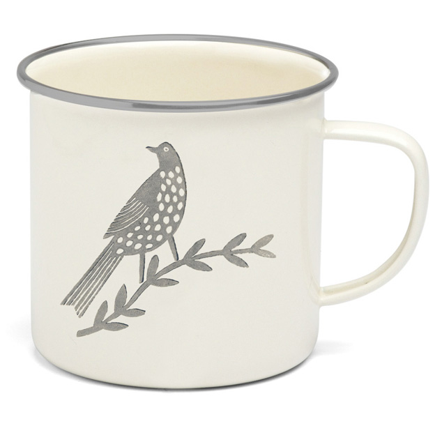 Songbird Grey Enamel Single Bird Mug Gift