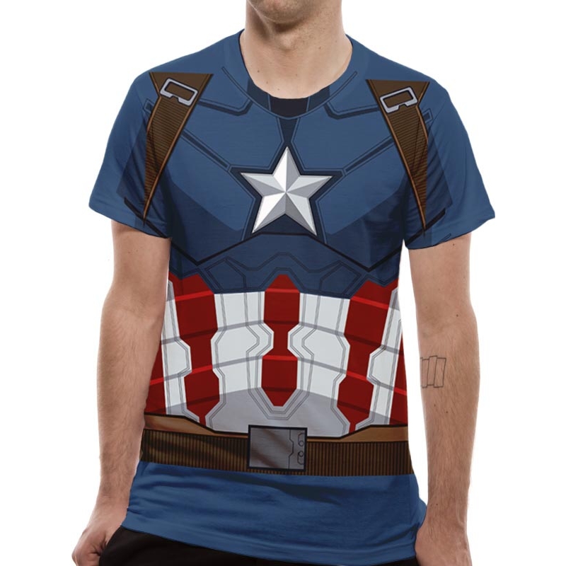 Marvel T Shirt Captain America Costume Unisex Sml Gift