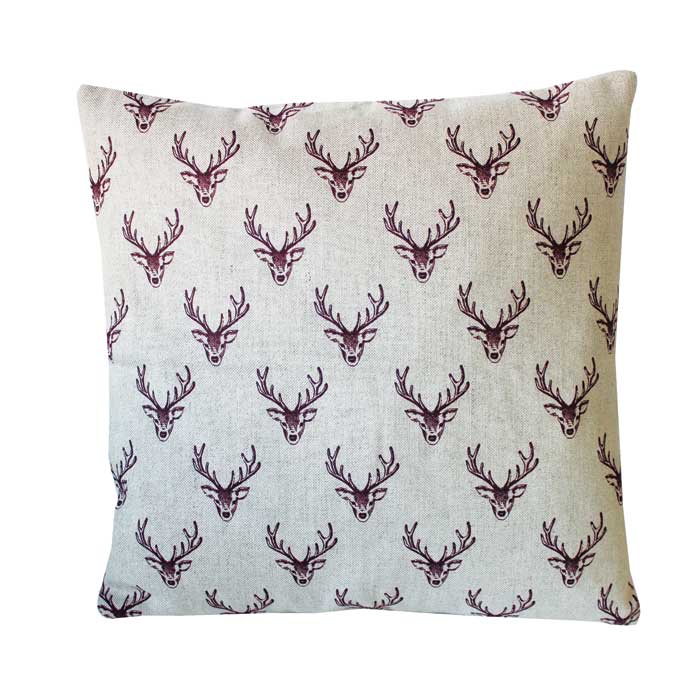 Woodland Trust Stag Cushion Cover Repeat Linen Gift