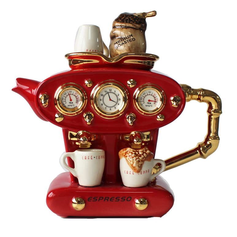 Teapot Double Espresso Red Large Gift