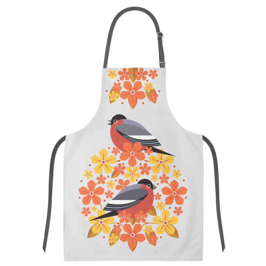 I Like Birds Blooms Apron Bullfinch Gift