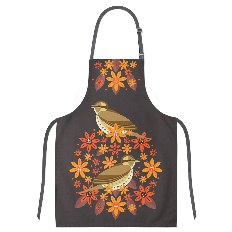 I Like Birds Blooms Apron Song Thrush Gift