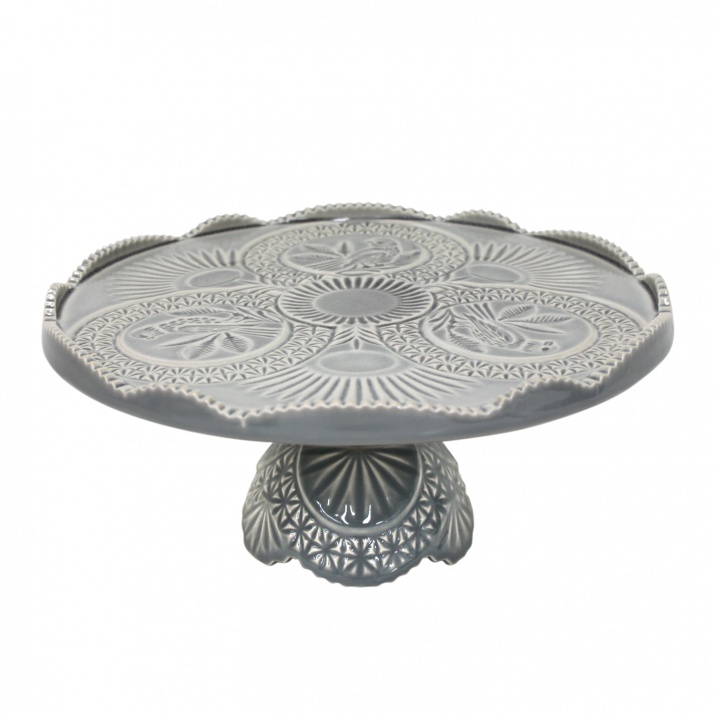 Cristal Grey Footed Plate 31cm Gift