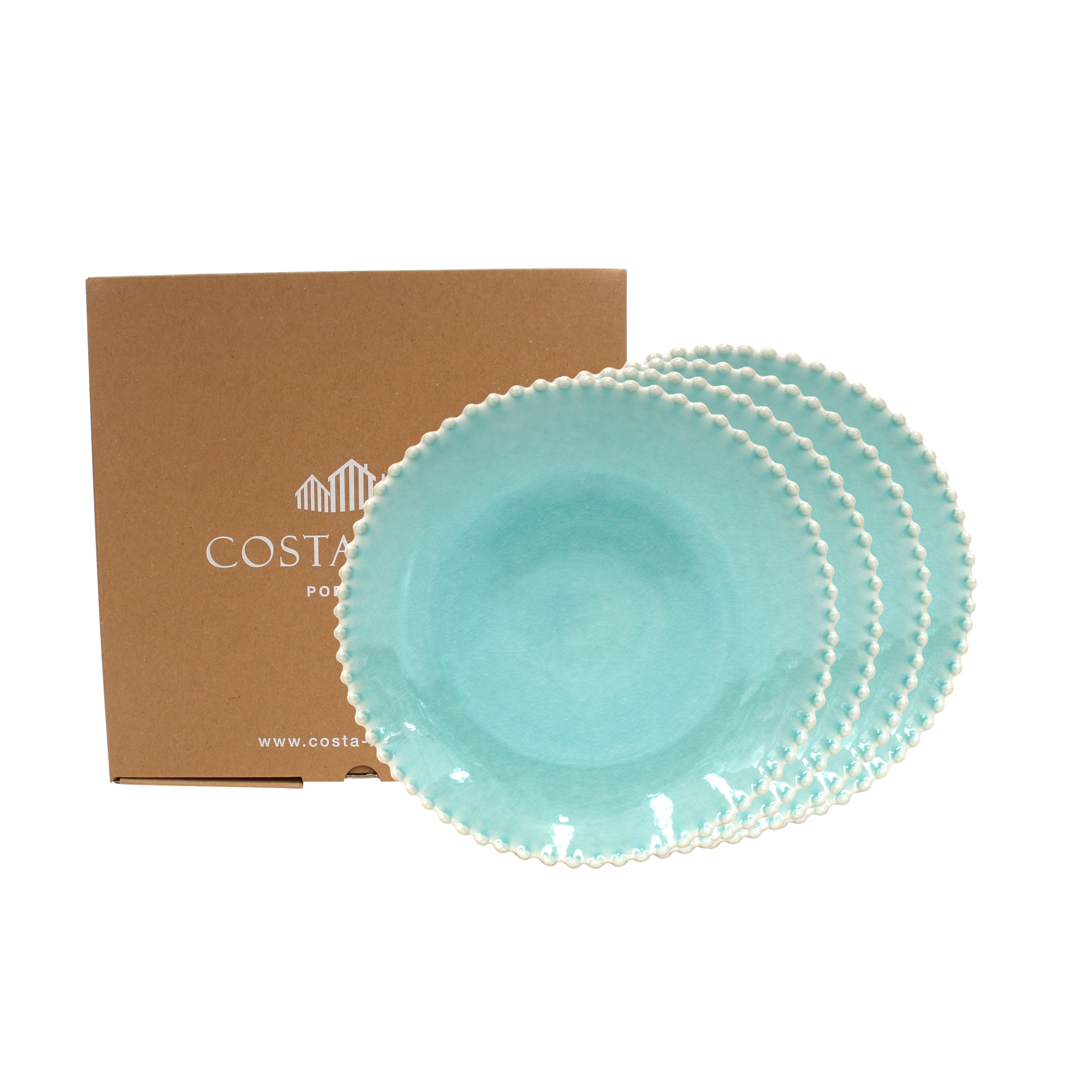 Costa Nova Gift Pearl Aqua 4 Dinner Plates 28cm Gift