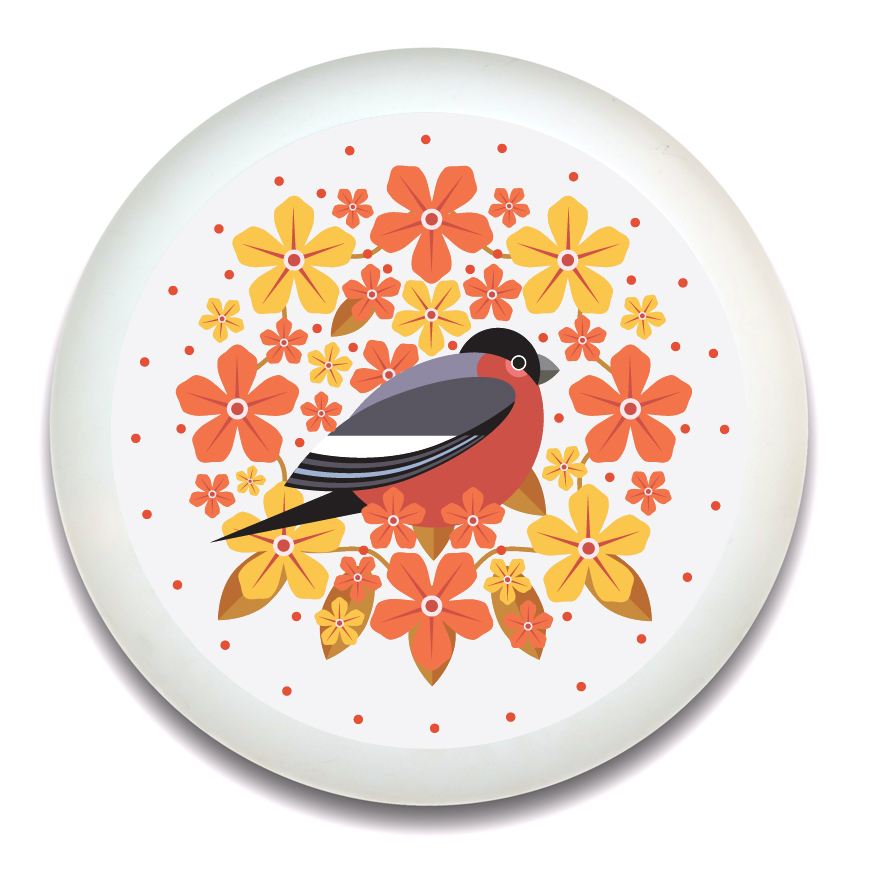 I Like Birds Blooms Round Bamboo Tray Bullfinch Gift