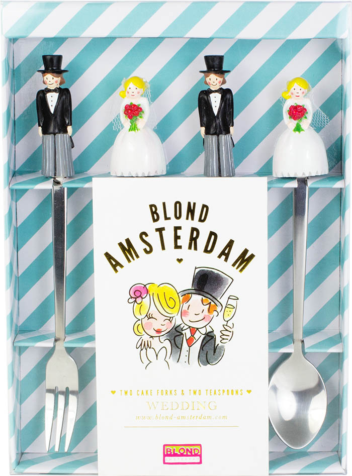 Blond Pastry Forks Wedding Set 4 Gift