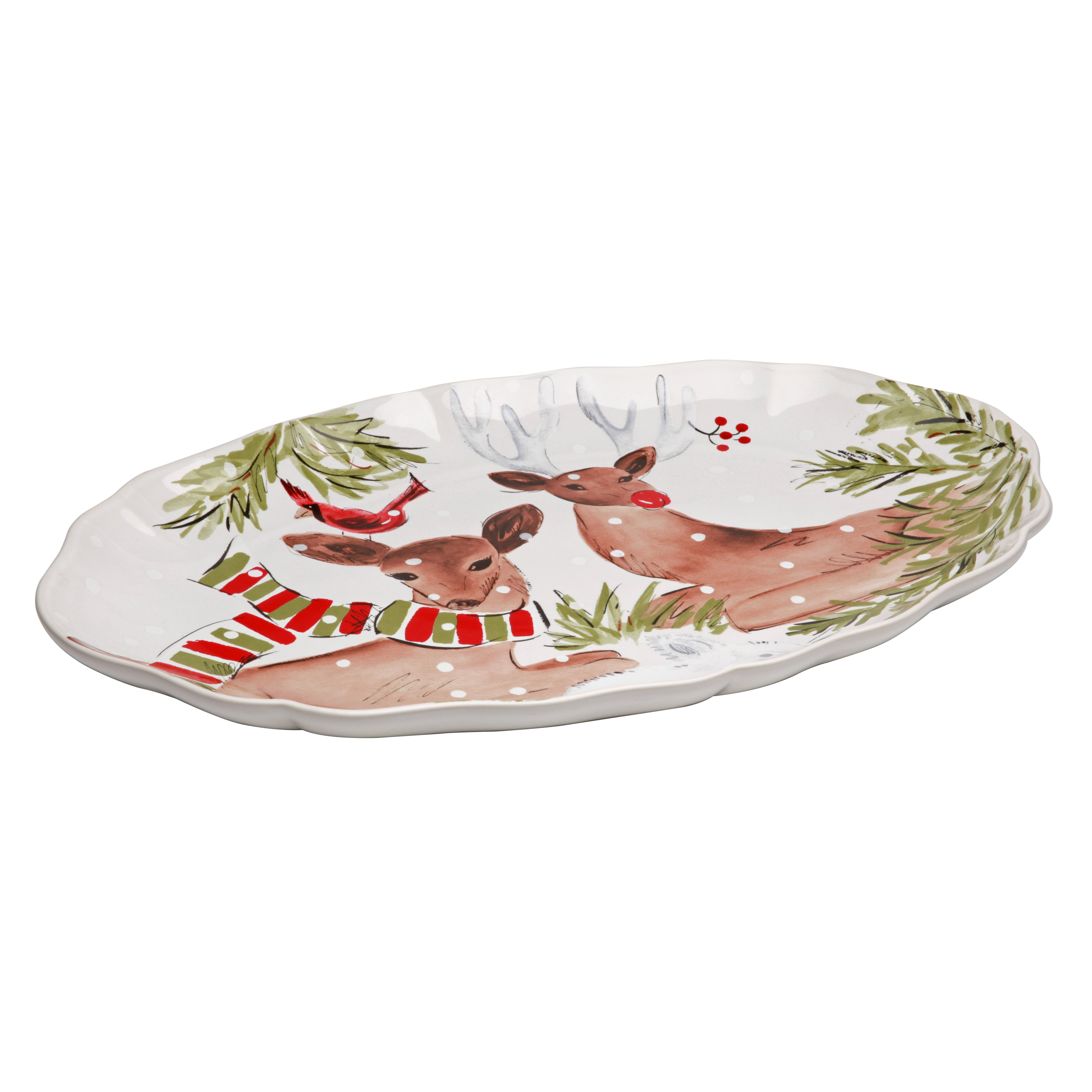 Deer Friends White Oval Platter Large 49.8cm Gift