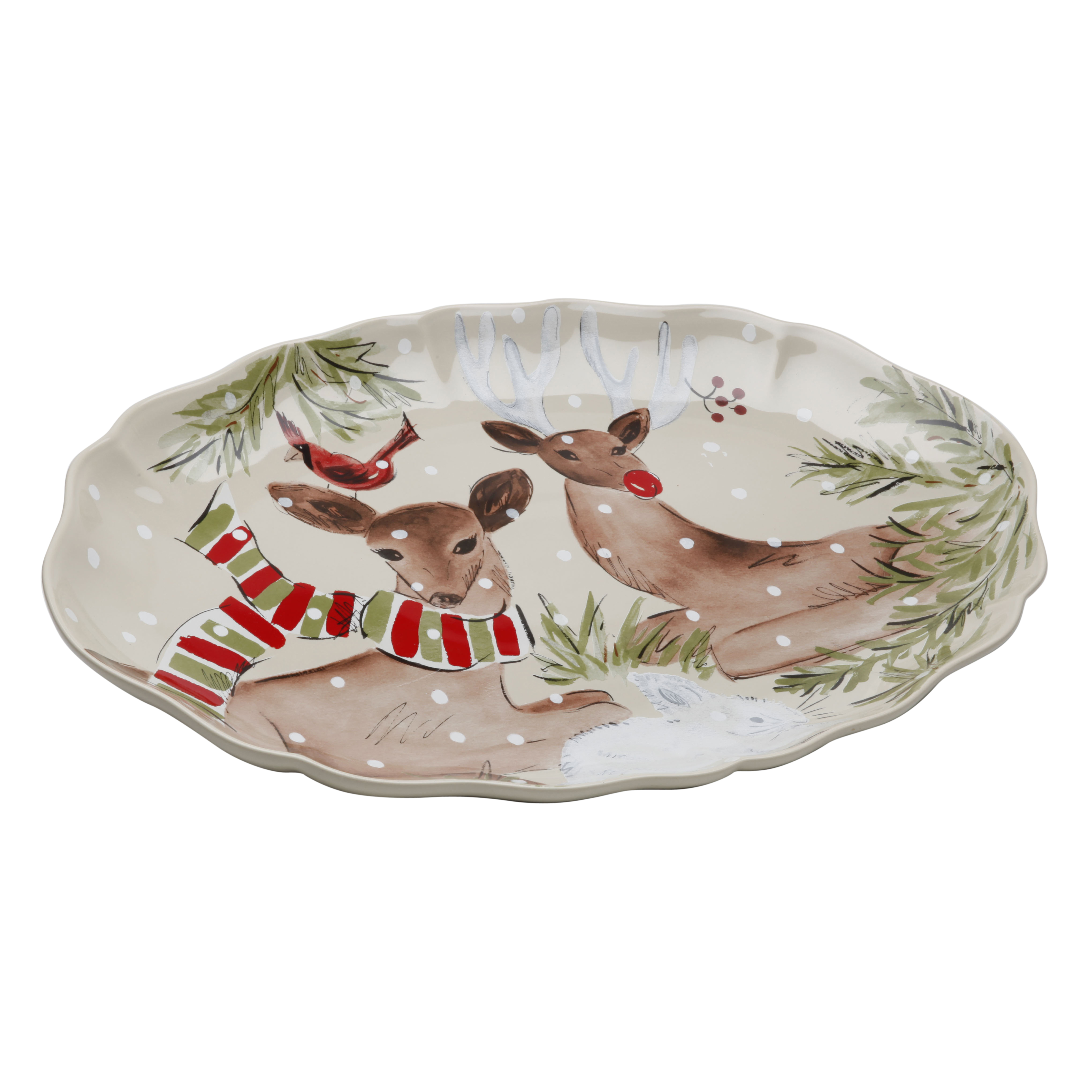 Deer Friends Linen Oval Platter Large 49.8cm Gift