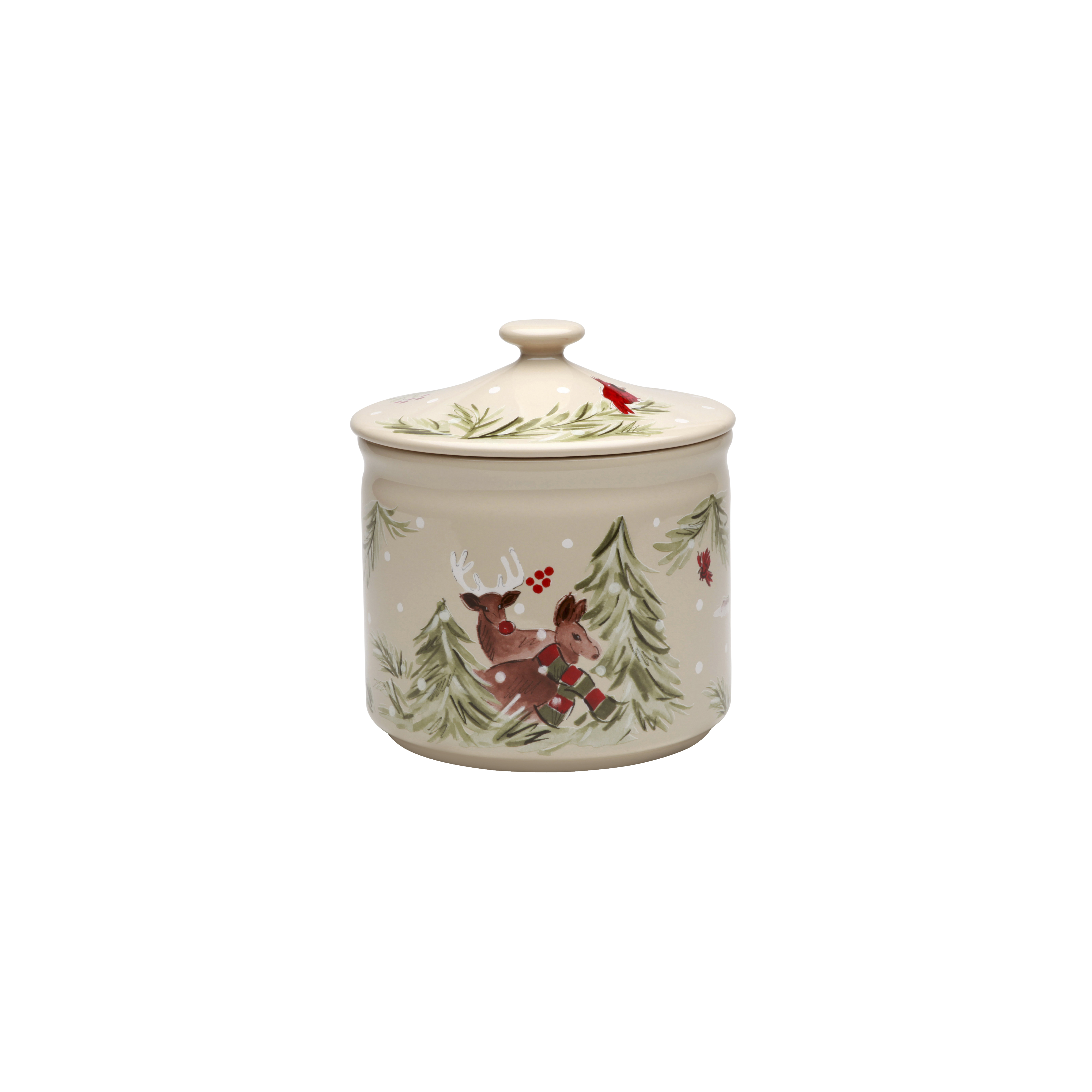 Deer Friends Linen Cookie Jar/canister 2.77l Gift