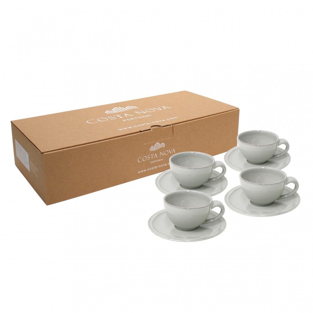 Costa Nova Gift Friso Grey 4 Coffee Cups/saucers Gift