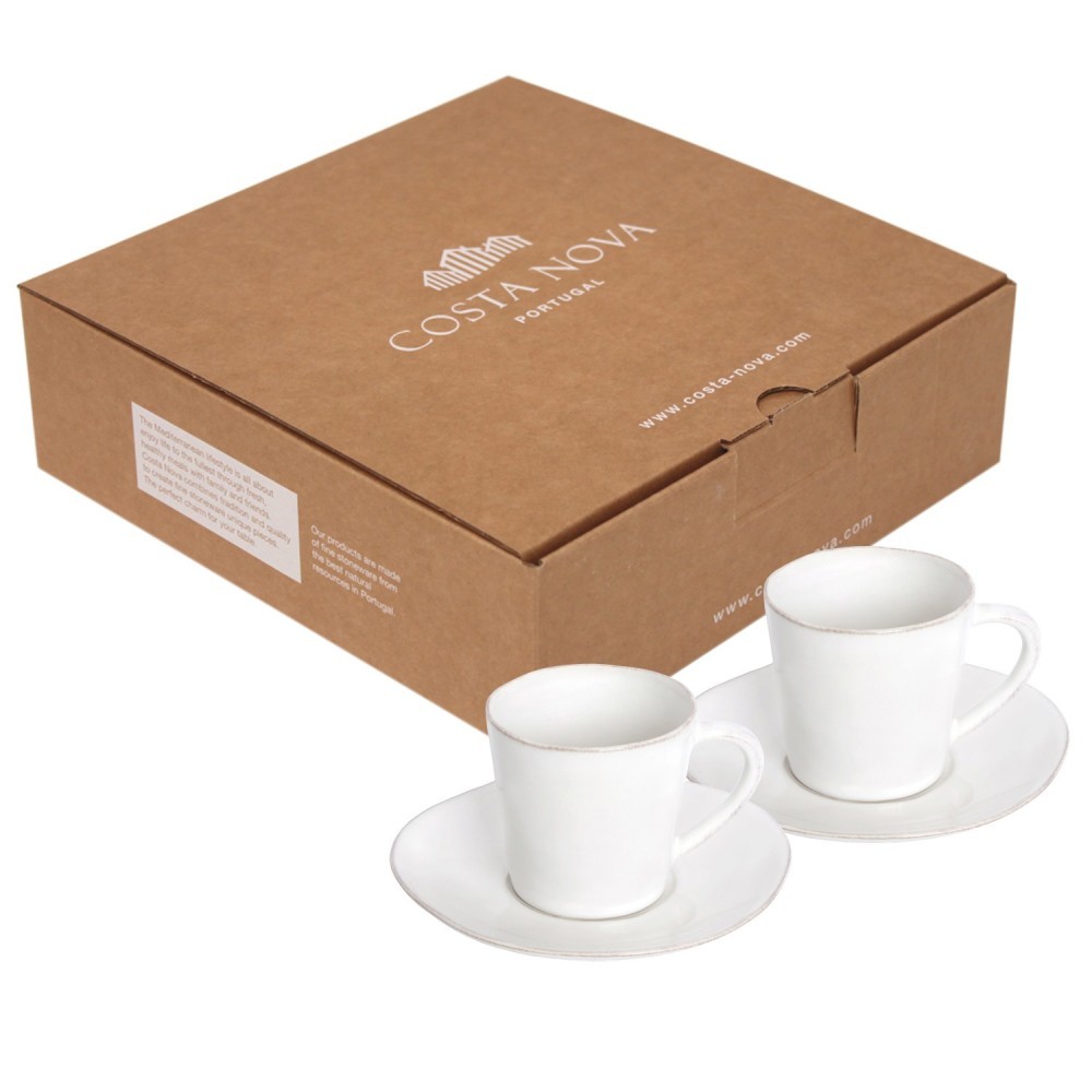 Costa Nova Gift Nova White 2 Tea Cups/saucers Gift