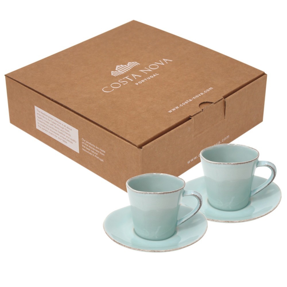 Costa Nova Gift Nova Turq 2 Tea Cups/saucers Gift