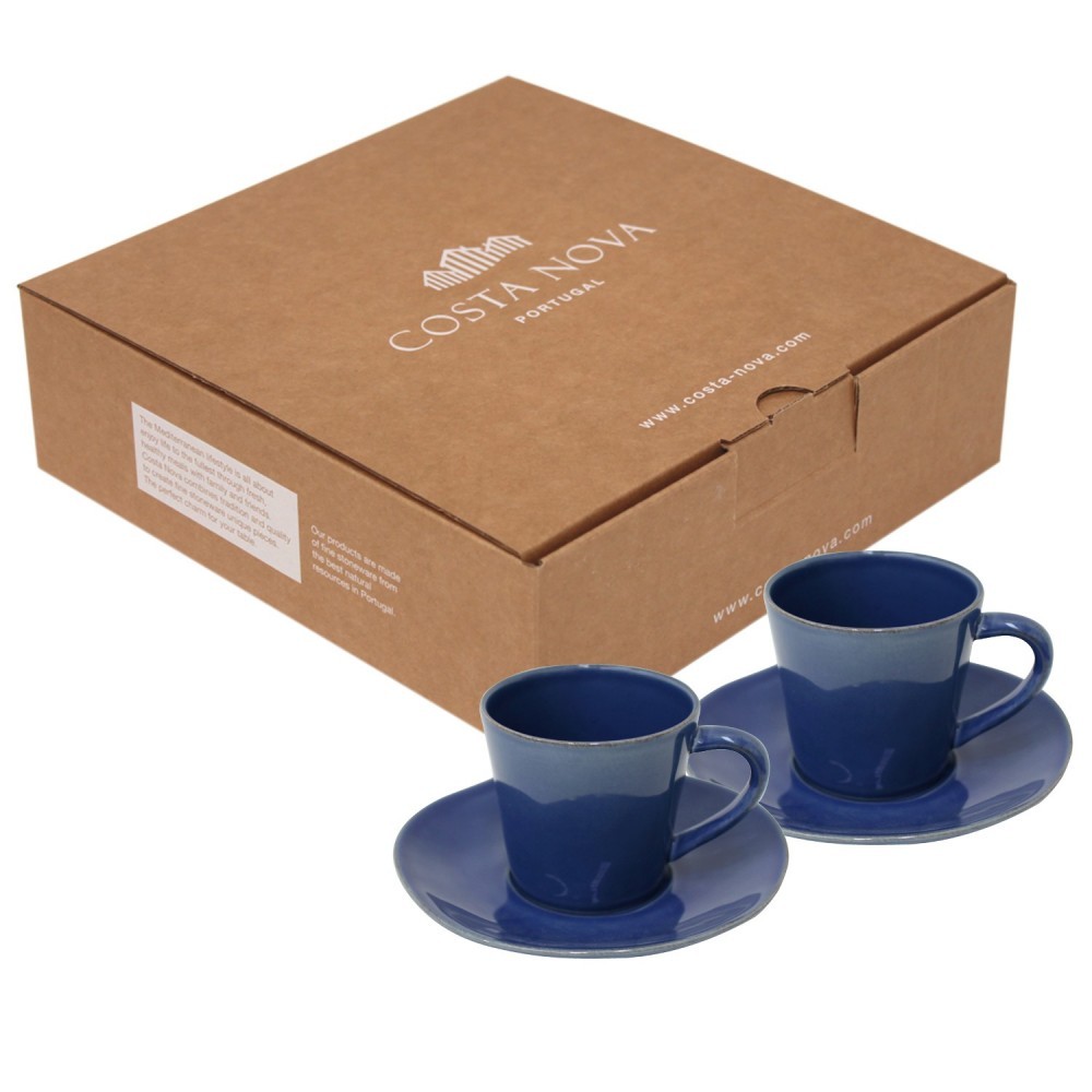 Costa Nova Gift Nova Demin 2 Tea Cups/saucers Gift