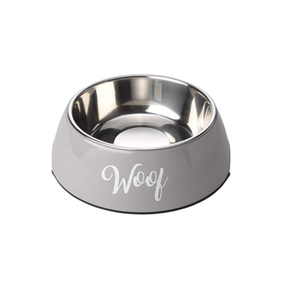 Hop Woof Dog Bowl Grey Medium Gift