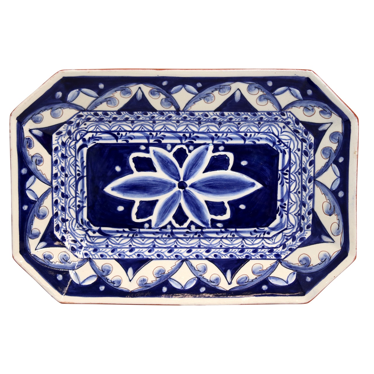 Alentejo Terracotta Indigo Oct Platter 34cm Gift