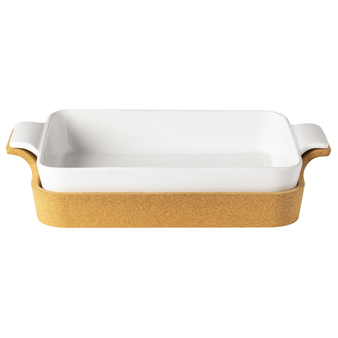 Ensemble White Rect Baker W/cork Tray 39cm Gift