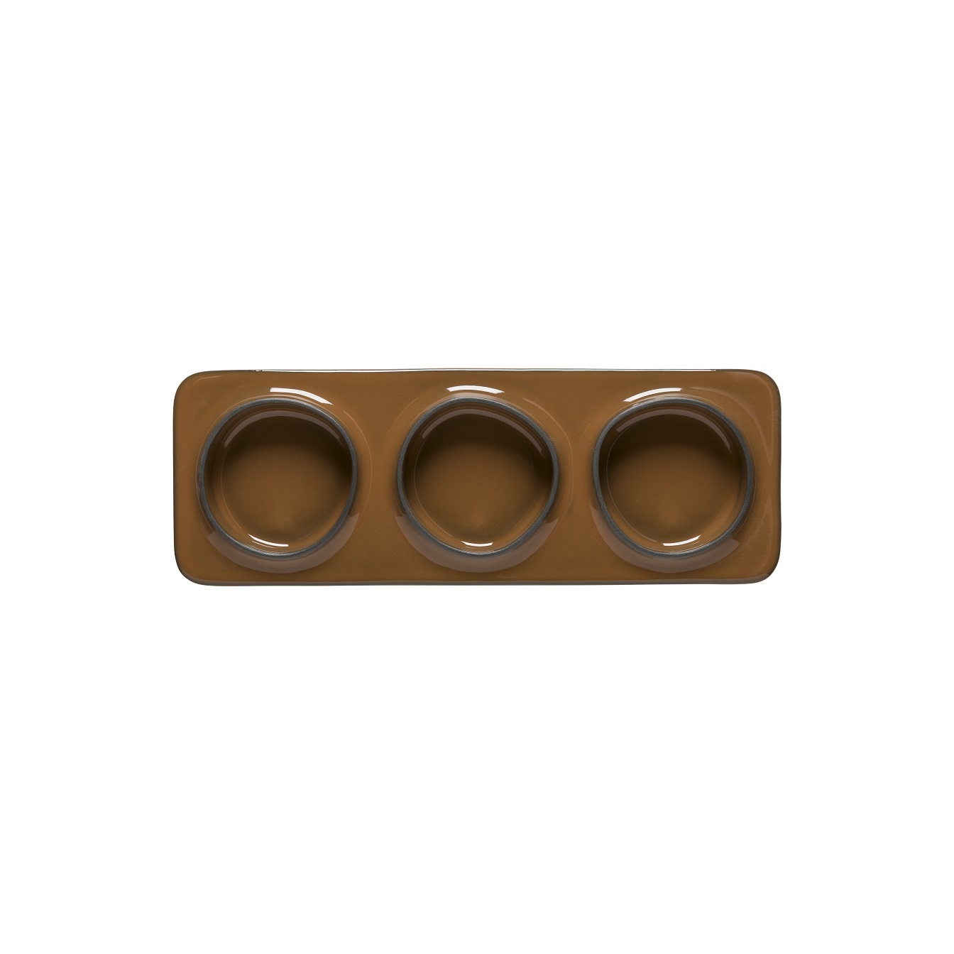 Ambar Dark Caramel 3 Section Rectangular Tray 28cm Gift