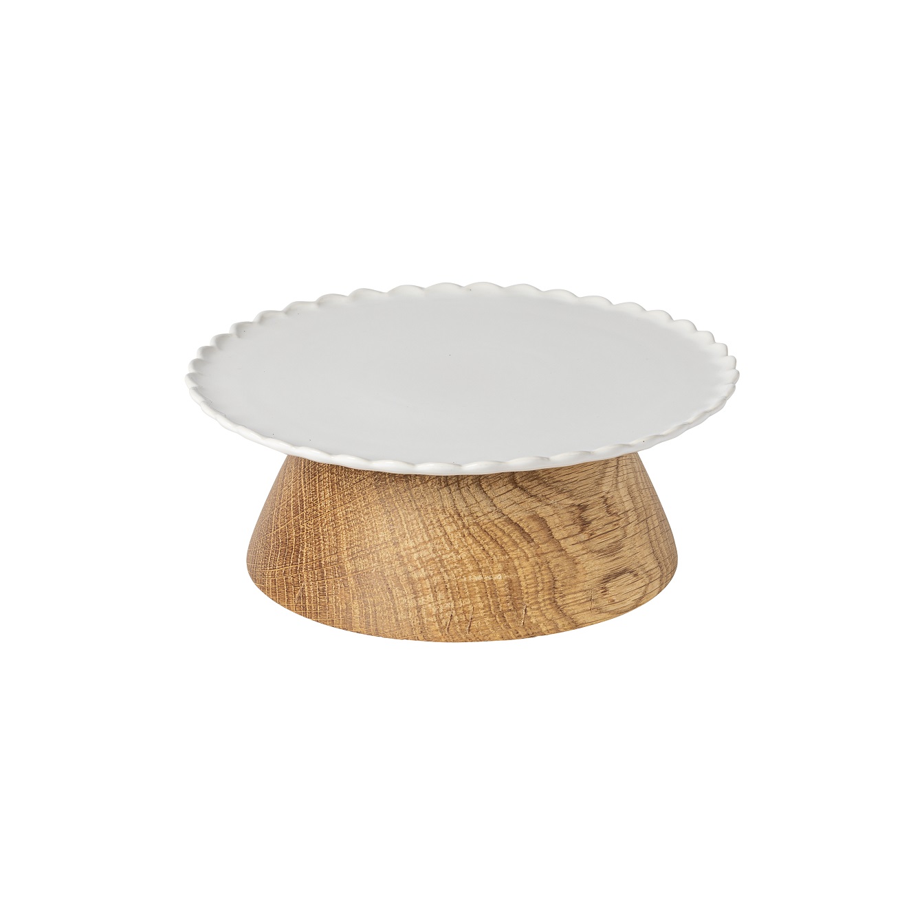 Forma White Footed Plate 21cm Wooden Stand Gift