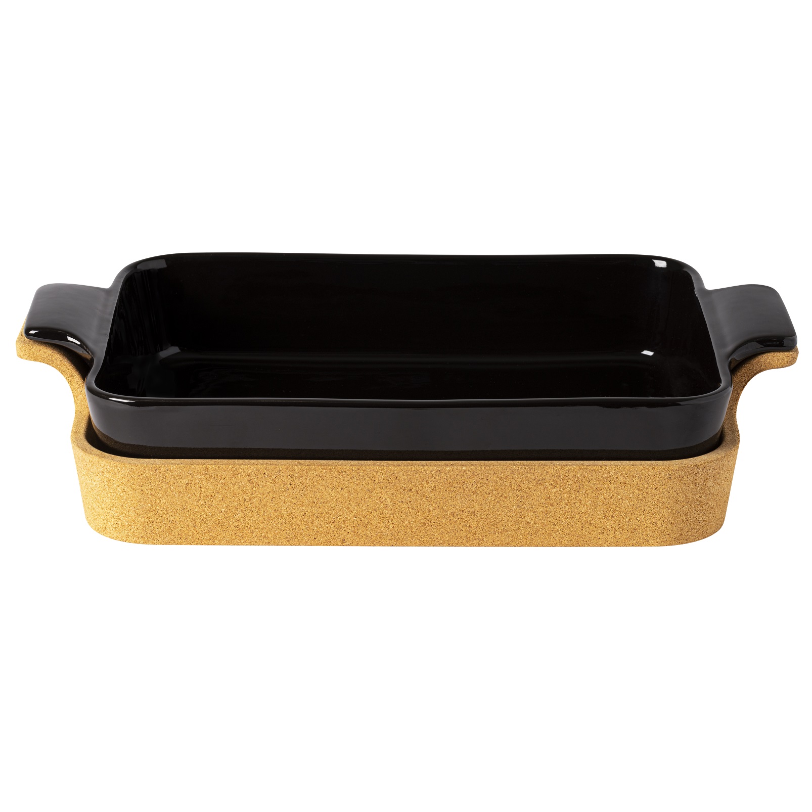 Ensemble Black Rect Baker W/cork Tray 16cm 3.43l Gift